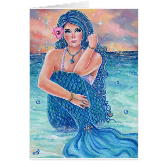 Tarjeta de sirena tropical Melesandria por Renee L (Frente)
