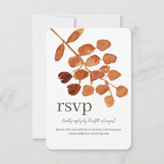 Tarjeta de sitio de Boda RSVP de Respuesta de Leaf