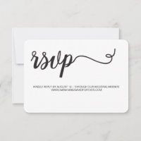 Tarjeta de sitio web de RSVP en blanco y negro sin