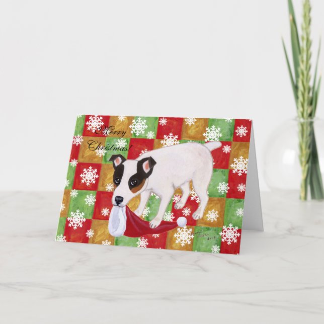 Tarjeta de Snowflakes para Navidades Jack Russell  (Anverso)