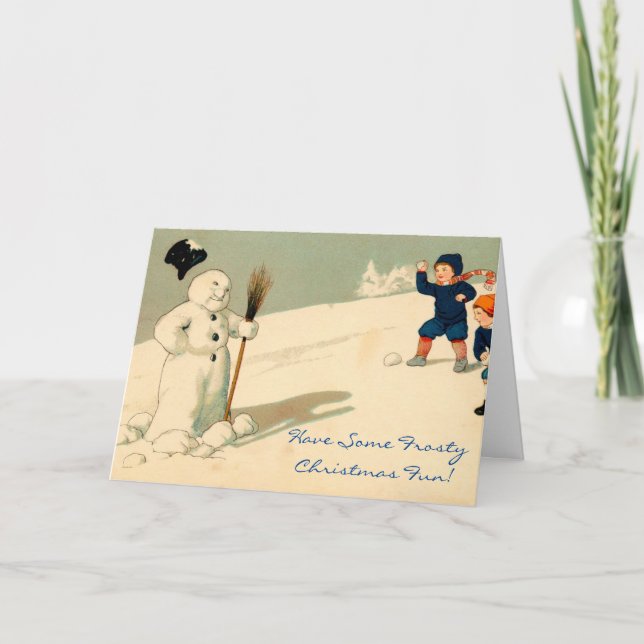 Tarjeta de Snowman de arte pintado con Navidades c (Anverso)