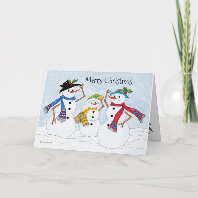 Tarjeta de Snowman para Navidades cálidos y acoged (Anverso)