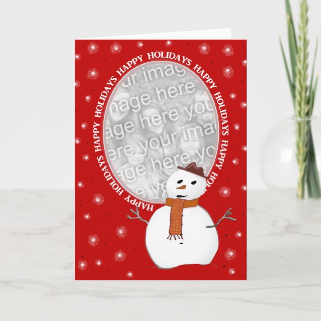 Tarjeta de Snowman personalizado Happy Holidays (Anverso)