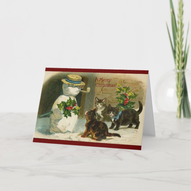 Tarjeta de snowman vintage y navidades holandeses  (Anverso)