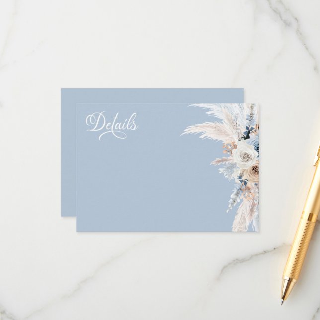 Tarjeta de sobre de boda Armonía Azul y Dorado (Anverso/Reverso In Situ)