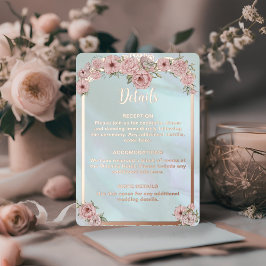Tarjeta de Sobre de Boda de Foil de Peonía Acuátic