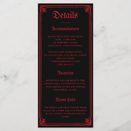 Tarjeta de Sobre de Boda Negra Roja Castillo Gótic