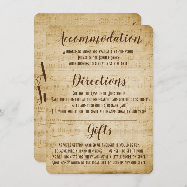 Tarjeta de sobre de música vintage (Anverso / Reverso)