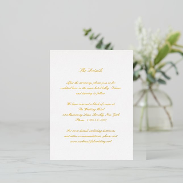 Tarjeta de Sobre de Papel de Estaño para Boda Clás (Anverso de pie)