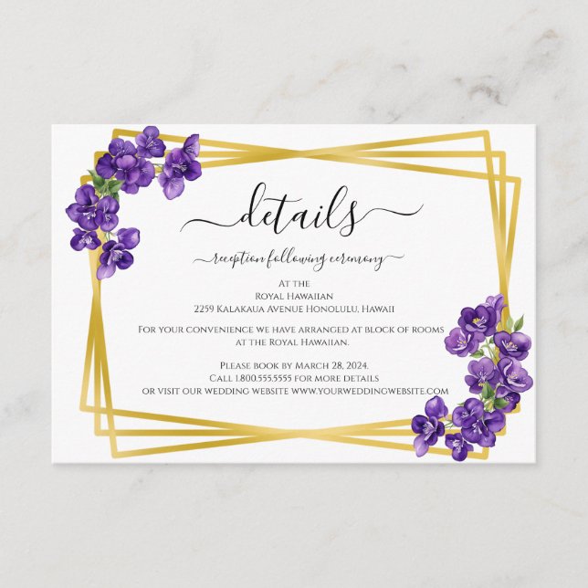 Tarjeta de Sobre de Violetas Moradas Intensas (Anverso)