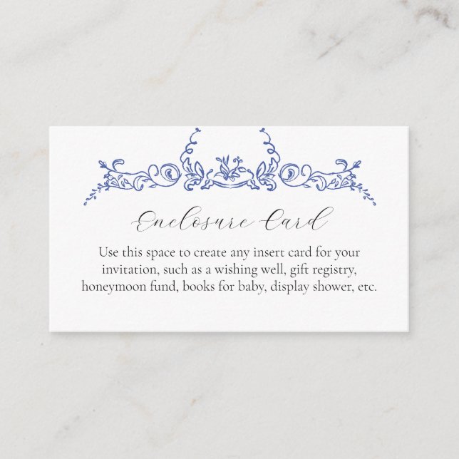 Tarjeta de Sobre Floral Azul Personalizada (Anverso)