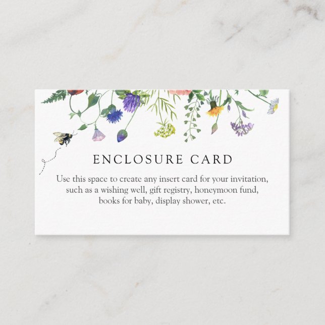 Tarjeta de sobre para regadera con flores silvestr (Anverso)