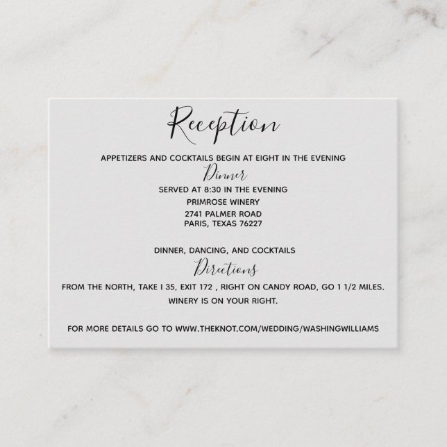 Tarjeta de Sobres Grises para Recepción de Boda (Anverso)