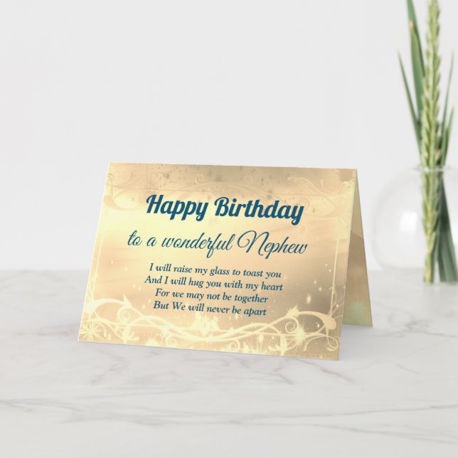 Tarjeta de sobrino de cumpleaños feliz de distanci (Anverso)