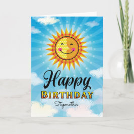 Tarjeta de sol amarilla de cumpleaños de Stepwoman