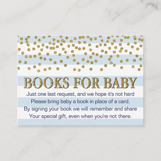 Tarjeta de solicitud de Baby Shower Blue Gold (Anverso)