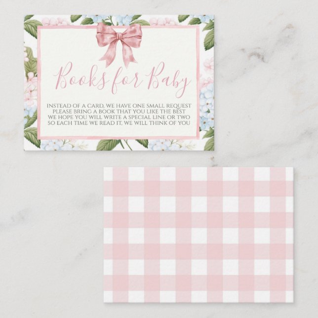 Tarjeta de solicitud de Baby Shower de Bow rosa (Anverso / Reverso)
