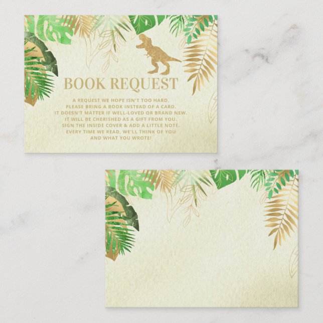 Tarjeta de solicitud de Baby Shower de dinosaurios (Anverso / Reverso)