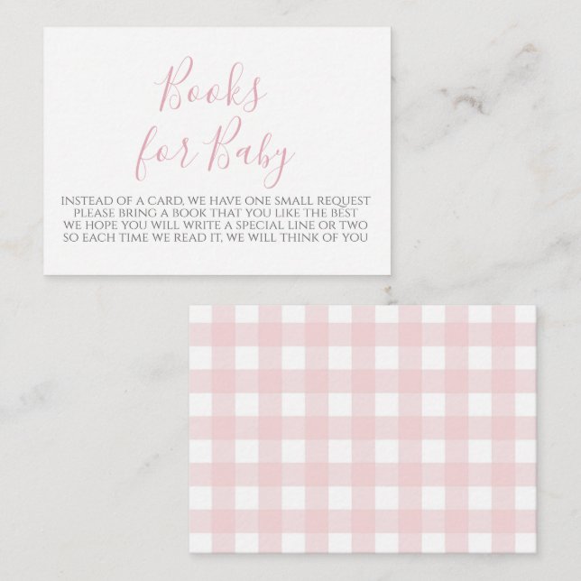 Tarjeta de solicitud de Baby Shower de Gingham ros (Anverso / Reverso)