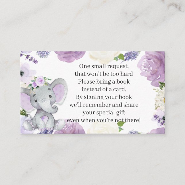 Tarjeta de solicitud de Baby Shower para Elefante  (Anverso)