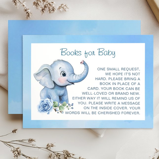 Tarjeta de solicitud de Baby Shower para elefantes (Books for Baby Card)