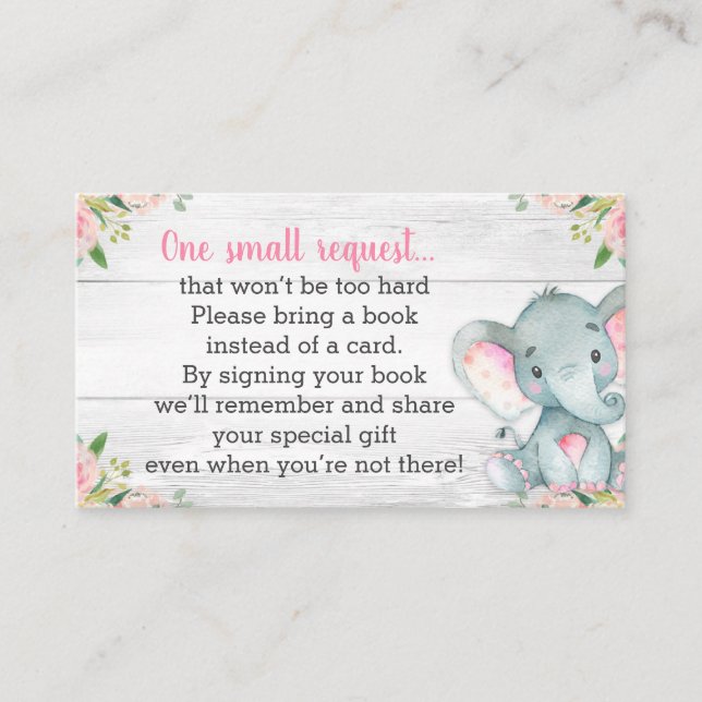 Tarjeta de solicitud de Baby Shower para elefantes (Anverso)
