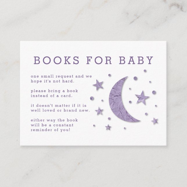 Tarjeta de solicitud de Baby Shower Stars Moon Lav (Anverso)