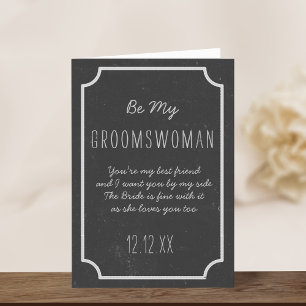 Tarjeta de solicitud de 'Be my Groomswoman' para B