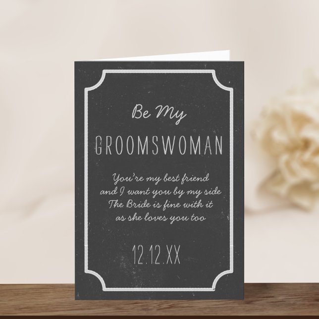 Tarjeta de solicitud de 'Be my Groomswoman' para B (Just add your own message to this rustic Groomswoman proposal card. Can be used for any Bridal Party)
