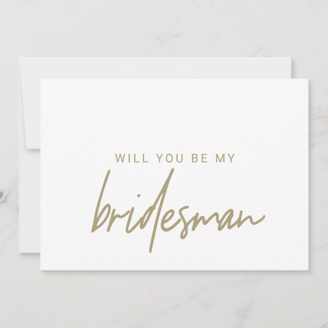 Tarjeta de solicitud de Bridesman Gold Caligraphy (Anverso)