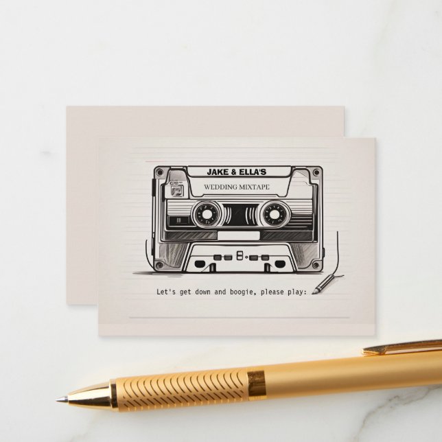Tarjeta de solicitud de canción de boda retro de l (Anverso/Reverso In Situ)