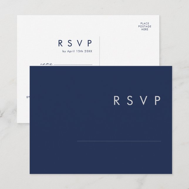 Tarjeta de solicitud de canción y RSVP azul marino (Anverso / Reverso)