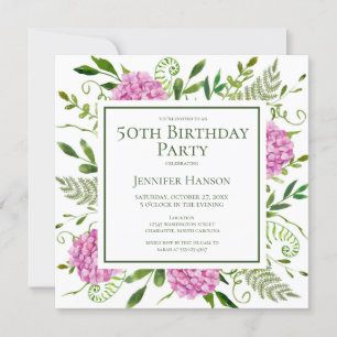 Tarjeta de solicitud de cumpleaños número 50 con h