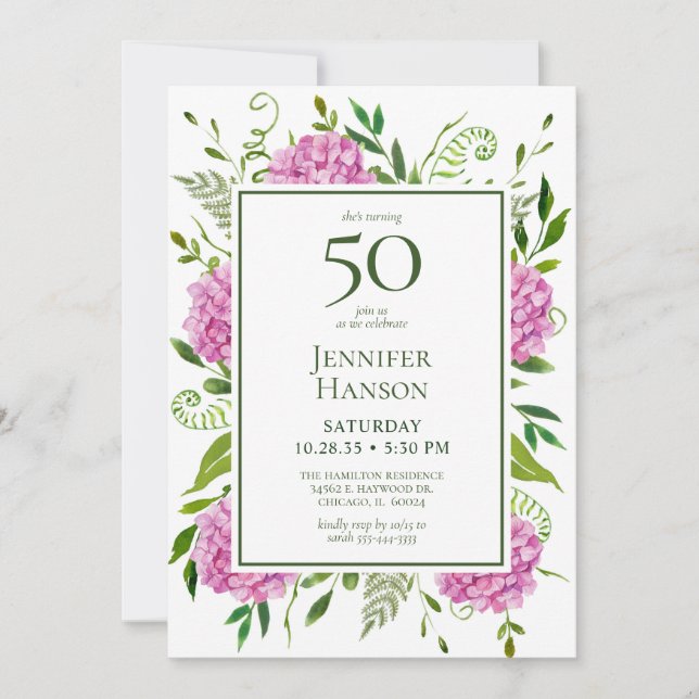 Tarjeta de solicitud de cumpleaños número 50 con h (Anverso)