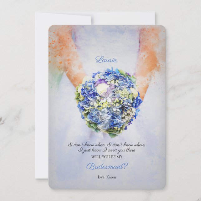 Tarjeta de solicitud de dama de honor (Anverso)