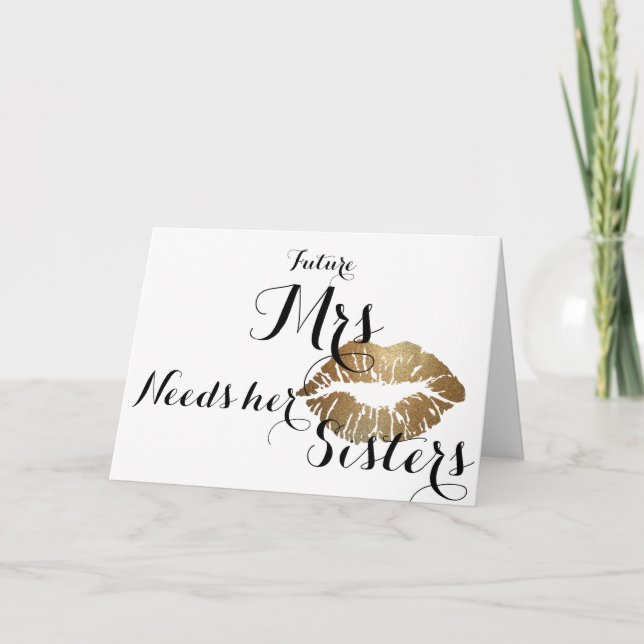 Tarjeta de solicitud de dama de honor - beso de or (Anverso)