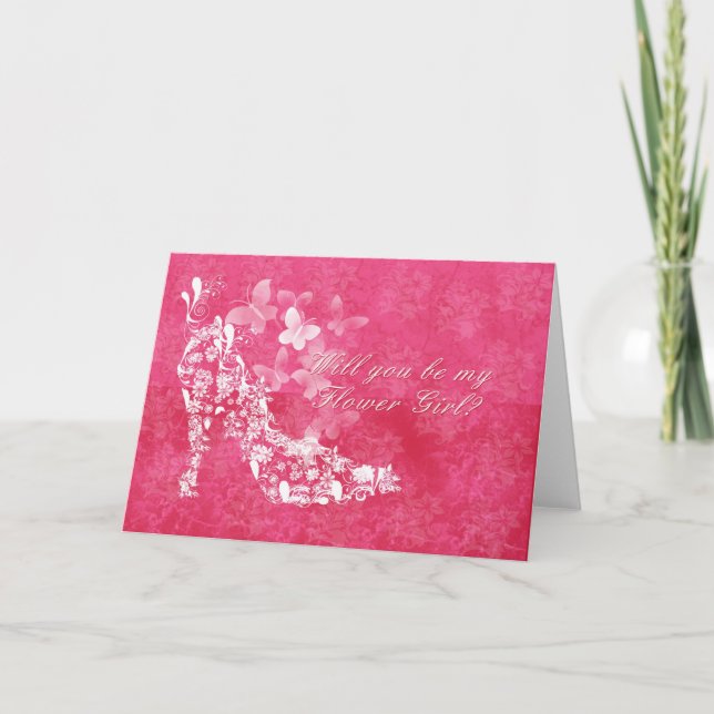 Tarjeta de solicitud de dama de honor floral con z (Anverso)
