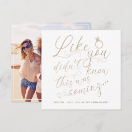 Tarjeta de solicitud de dama de honor Gold & White