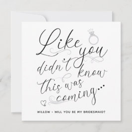 Tarjeta de solicitud de dama de honor para foto de
