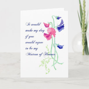 Tarjeta de solicitud de dama de honor Sweet Pea