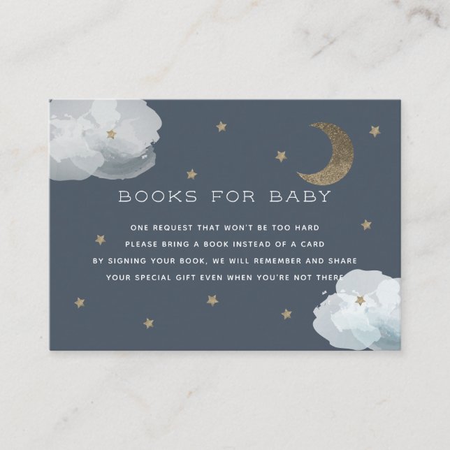 Tarjeta de solicitud de libro Baby Shower Moon, St (Anverso)