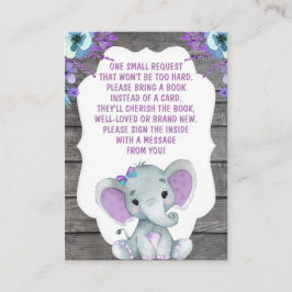 Tarjeta de solicitud de libro Chica Elephant Showe