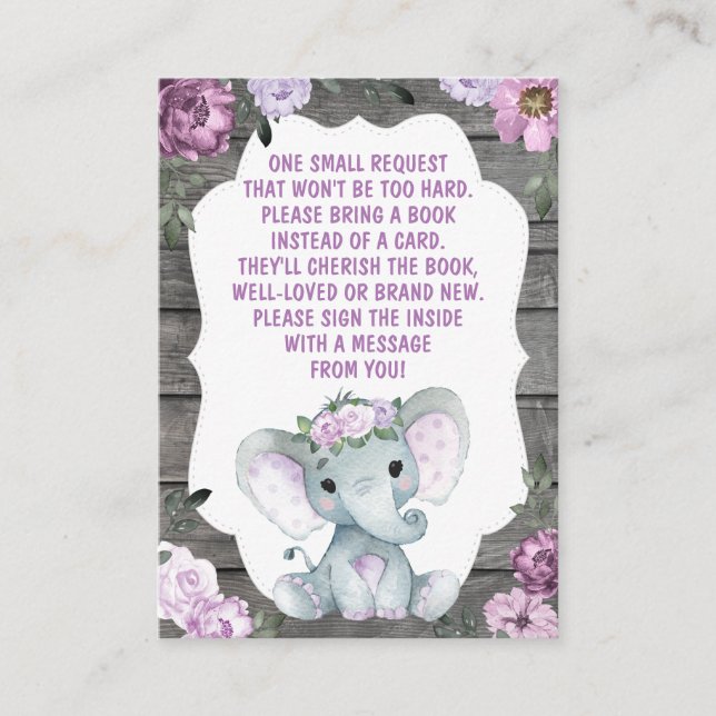 Tarjeta de solicitud de libro Chica Elephant Showe (Anverso)