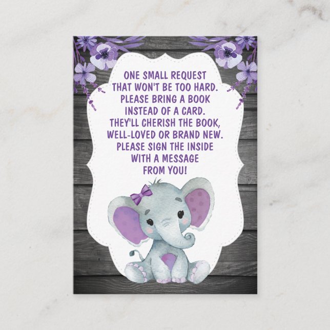 Tarjeta de solicitud de libro Chica Elephant Showe (Anverso)