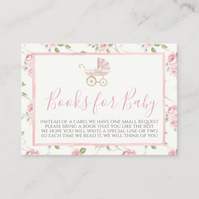 Tarjeta de solicitud de libro de Baby Shower con f (Anverso)
