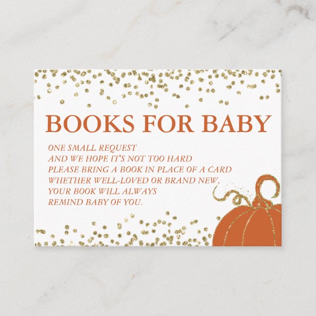 Tarjeta de solicitud de libro de Baby Shower Gold  (Anverso)