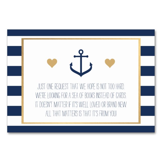 Tarjeta de solicitud de libro de Baby Shower náuti (Anverso)