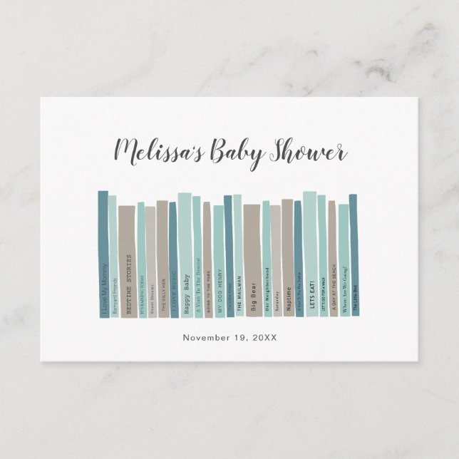 Tarjeta de solicitud de libro de Boy Baby Shower (Anverso)