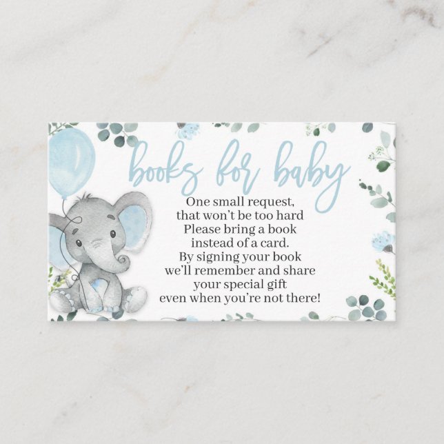 Tarjeta de solicitud de libro de Elephant Baby Sho (Anverso)
