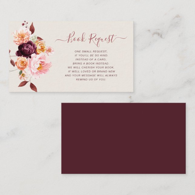 tarjeta de solicitud de libro de flores de baby in (Anverso / Reverso)